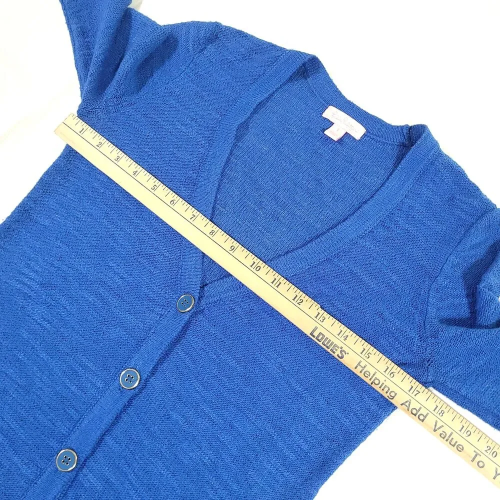 Lilly Pulitzer Knit Cardigan Electric Blue S sweater Ramie enamel buttons preppy